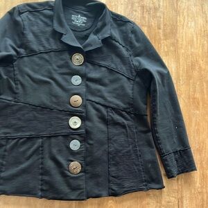 Neon Buddha, black knit jacket